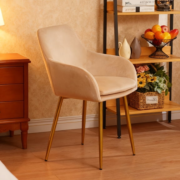 Nmkwnr Pack of 2 Upholstered Dining Chair with Metal Legs, Modern Side Chair for Restaurants, Dining Rooms, Beige