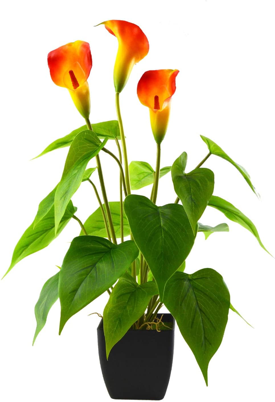 Artificial Flower Plants Calla Lily Faux Small Potted Plant with Black Pot Fake 