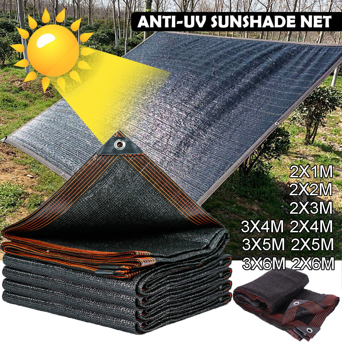 Black Sun Net Sun Mesh Shade Sunblock Shade Cloth UV Resistant Net for Garden US 