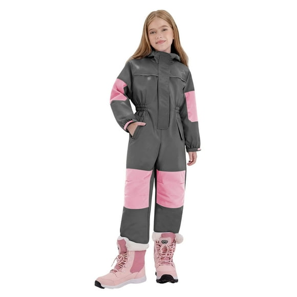 yardsong Combinaison de Ski une Pièce pour Tout-Petit - Salopette Imperméable Coupe-Vent pour Enfants, Épaisse et Chaude, Gris,100