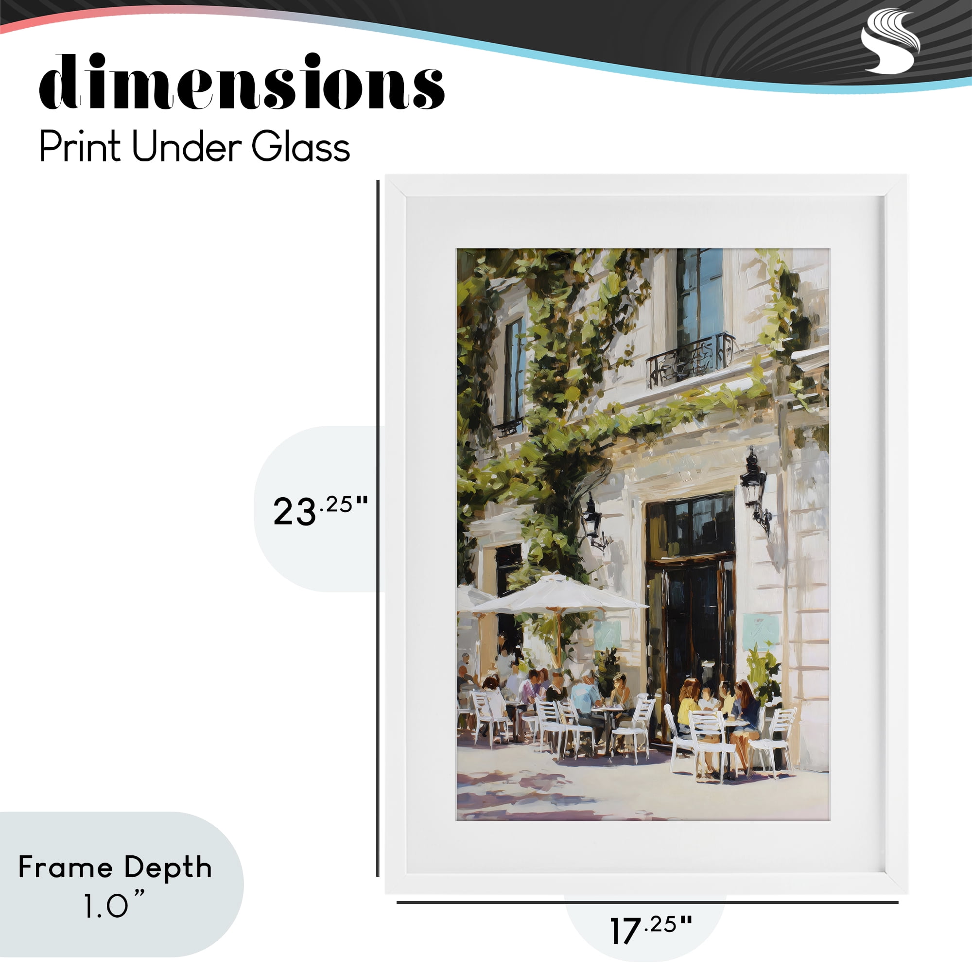 Stupell Industries Streetside Cafe Terrace with Ivy White Framed Print Under Glass, design by Petal Prints Design