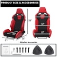 thumbnail image 3 of Spec-D Tuning Red/Black Premium Suede, Fully Reclinable Racing Seat w/Dual Sliders, 4 Point Harness Compatible, 1 Seat, 3 of 7