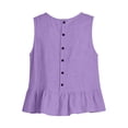 thumbnail image 2 of APEXFWDT Peplum Top Women's Cotton Linen Beach Ruffle Tank Top Round Neck Sleeveless Cute Casual Summer Shirt, 2 of 8