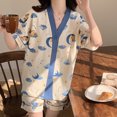thumbnail image 2 of Pijamas de mujer de verano con dibujos animados de oso de luna dulce, pantalones cortos de manga corta, ropa para el hogar, 2 of 5