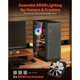 thumbnail image 2 of VEVOR Caja para juegos de PC de torre media con 3 ventiladores ARGB de 120 mm para placa base ATX, 2 of 9