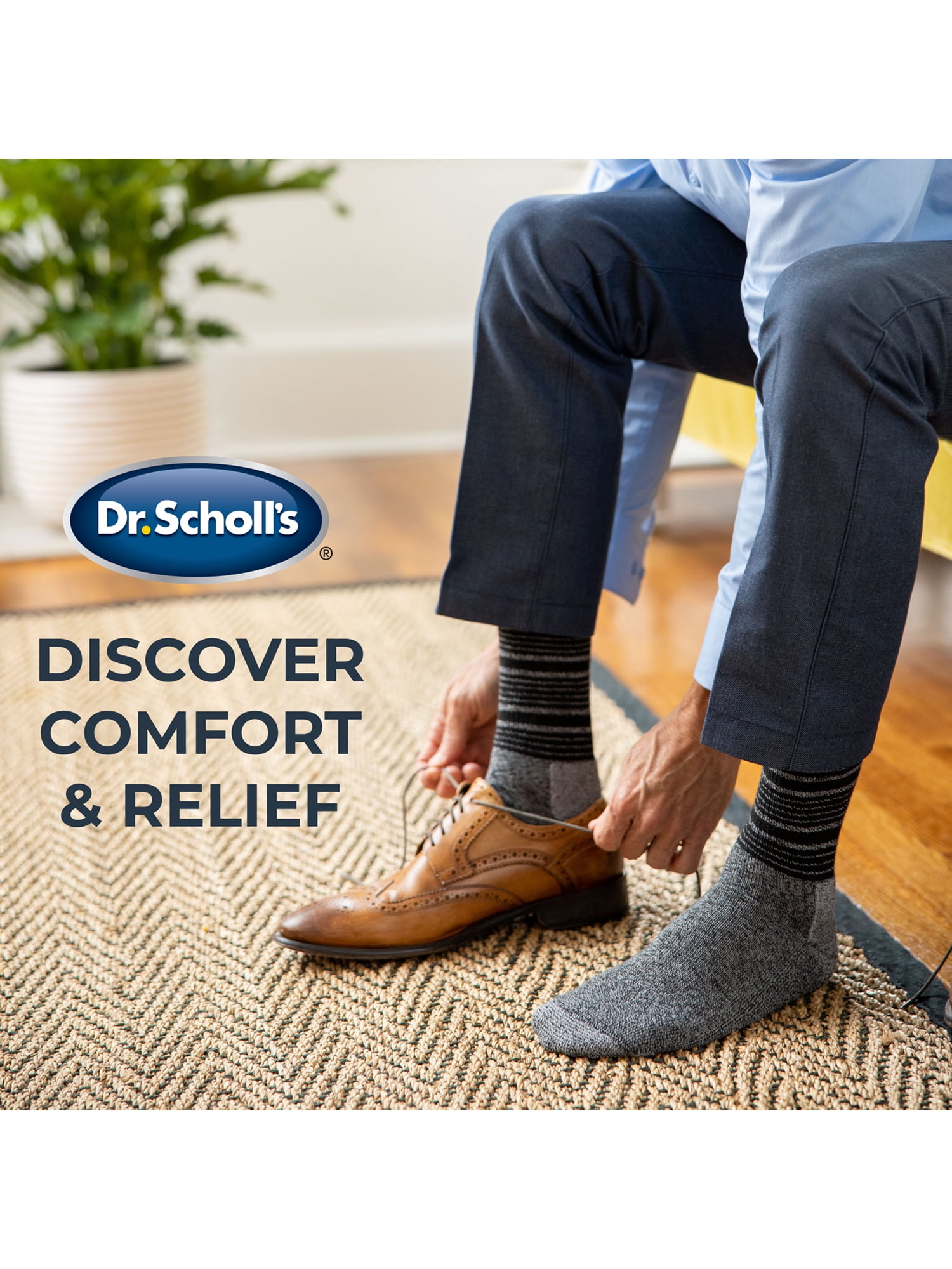 Dr. Scholl's Men's Big and Tall Advanced Relief Blister Guard Wide Top Crew Socks, 3-Pack