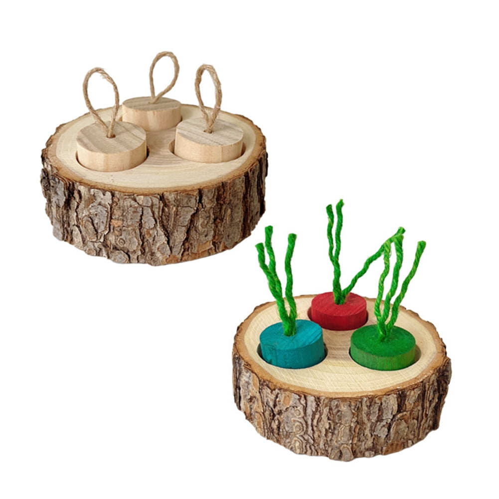 Pet Rabbit Foraging Toy, Small Animal Wooden Stake Interactive Hide Treats Toys, Hamster Enrichment Foraging Toy For Guinea Pig Chinchillas