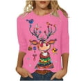 thumbnail image 3 of Jsaierl Christmas Shirts Women Cute Reindeer Graphic Tees Classic Crewneck T-shirt 3/4 Sleeve Tunic Blouse Tops, 3 of 5