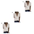 thumbnail image 3 of Camiseta de gasa Minnieouse para mujer blusa de encaje manga corta cuello en V Color sólido, 3 of 6