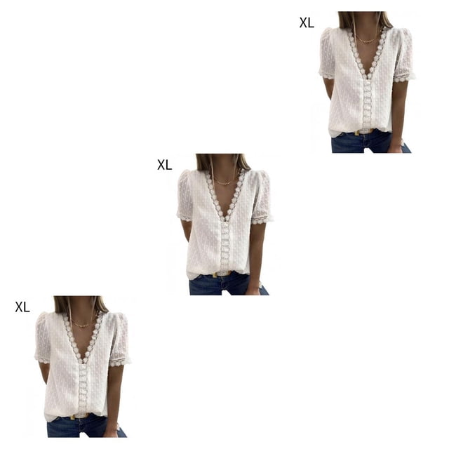 Qarigey Camiseta de verano con cuello de para mujer, blusa holgada de encaje transpirable con estilo informal, para deportes al aire libre, camisa Type1 NO1 Qarigey CBP086501