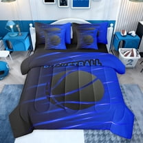 Feelyou Modern Basketball Boys Twin Bedding Sets 7-Piece, Est Sleep Sports Game Bedding Comforter Set, Blue Stripes Abstract Reversible Sheet Sets, Lightweight Room Decor