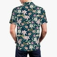 thumbnail image 4 of Balery Lilies Flowers Printed Men’s Short Sleeve Polo Shirt, Midweight Men's Shirt,Golf Polo shirts -, 4 of 9