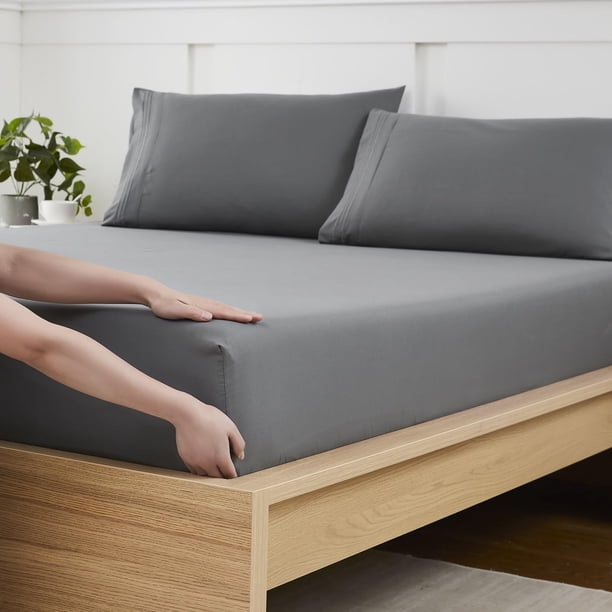 Sábana bajera ajustable Sweet Home Collection King Size de microfibra gris