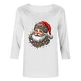 thumbnail image 3 of Haivin Womens Plus Size Tops Merry Christmas Shirts for Women 3/4 Sleeve Funny Print Tops Holiday Party Tee Crew Neck Casual Cotton T-Shirts Xmas Gifts, 3 of 4