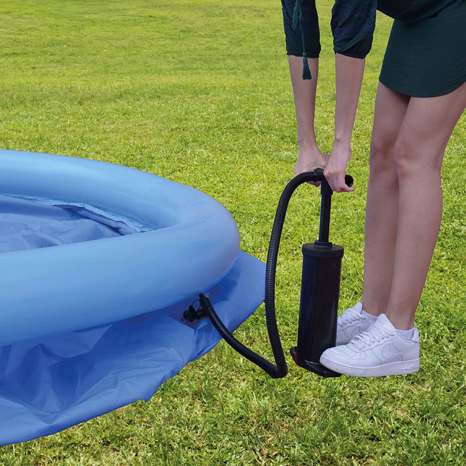 Avenli 12014 5.5 Foot x 20 Inch 1 to 2 Person Capacity Prompt Set Kids Above Ground Inflatable Outdoor Backyard Kiddie Swimming Pool, Blue