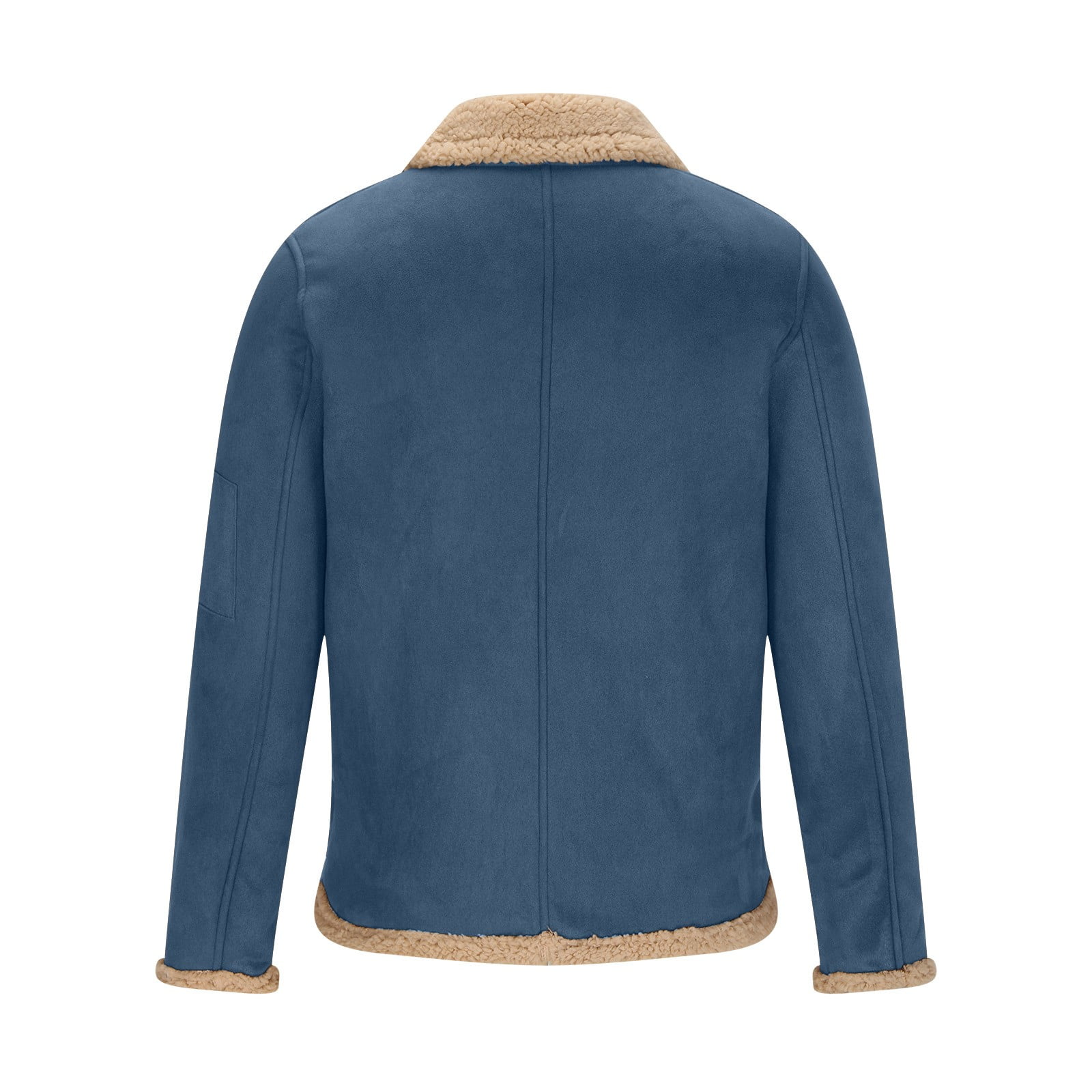 ZCFZJW Mens Faux Leather Jacket - Winter Plush Thick Warm Sherpa Fleece Lined Heavy Coat Casual Long Sleeve Full Zip up Bomber Jacket with Shearling Lining Blue XXXXL