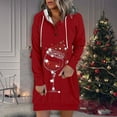 thumbnail image 2 of Aocisk Robe Longue à Capuche pour Femme avec Imprimé Festif de Noël pour les Fêtes, Confortable et Tendance, Chandail à Enfiler Rouge G, 2 of 5