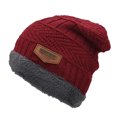 thumbnail image 3 of Opolski Men Winter Hat Knitted Unisex Fleece Thickened Soft Keep Warm Cold-proof Plush Solid Color Men Beanie Jujube Red, 3 of 8