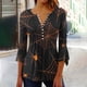 thumbnail image 1 of Fiudx Liquidación de Ofertas Flash Blusa Holgada Informal con Mangas 3/4 y Cuello Redondo para Mujer, Estampado de Halloween, 1 of 5