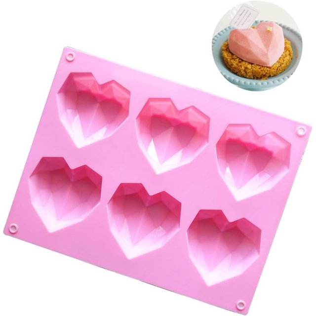 Moule en Silicone Réutilisable Multifonctionnel, Forme de Diamant 3D pour Démoulage Facile, Large Application dans la Cuisson Diy, Moule en Silicone de Qualité Alimentaire Cœur en Silicone Surface Antiadhésive Parfaite