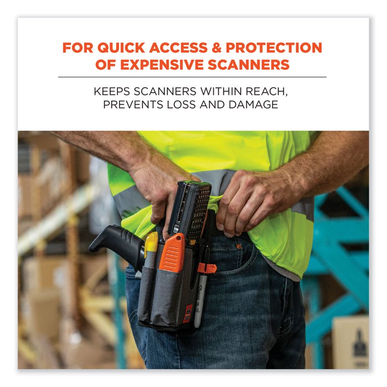 Squids 5541 Handheld Barcode Scanner Holster w/Belt Clip, Large, 2 Comp, 2.75x3.5x8,Polyester,Gray,Ships in 1-3 Business Days Squids 5541 Handheld Barcode Scanner Holster w/Belt Clip, Large, 2 Comp, 2.75x3.5x8,Polyester,Gray,Ships in 1-3 Business Days