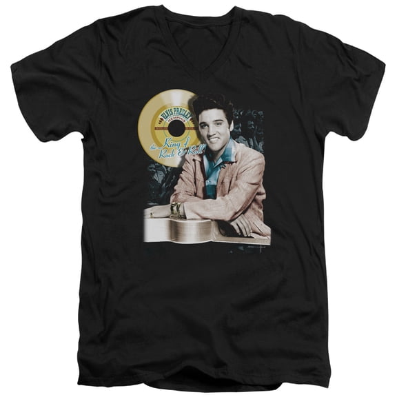 Elvis Presley - Gold Record - Slim Fit V Neck Shirt - Medium