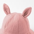thumbnail image 6 of Baby Sun Hat Kids Boys Girls Cotton Solid Bucket Hat with Ears Adjustable Chin Strap Summer Hat for Toddler 0-3 Years, 6 of 6