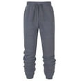 thumbnail image 7 of Paille Mens Elastic Waist Trousers Casual Loose Sport Sweatpants Beam Foot Solid Color Pants with Pockets Deep Gray L, 7 of 7