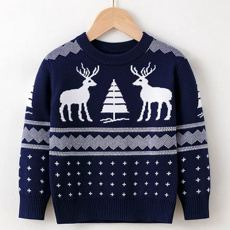 

FZM Christmas Toddler Boys Girls Christmas Cartoon Deer Warm Knitted Sweater Long Sleeve Xmas Tops Knitwear Cardigan Coat