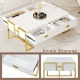 thumbnail image 6 of Harper & Bright Designs Modern White Coffee Table with Drawers, Rectangle Center Table with Gold Base for Living Room, White+Gold, 6 of 11
