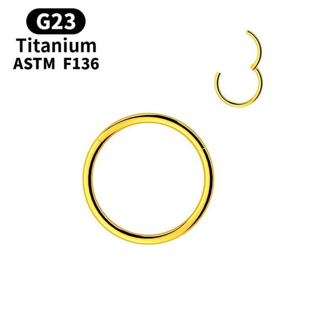 G23 Titanium Gold Color Small Circle Nose Rings Men Women Ear Clips Hoop Tragus Cartilage Piercing Body Jewelry Sexy Lip Ring