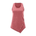thumbnail image 4 of VBVC Women's Asymmetrical Hem Crew Neck Tank Top , Ladies' Sleeveless Side Button Blouse , Summer Casual Athletic Shirt For Women,Red,S-2XL, 4 of 6