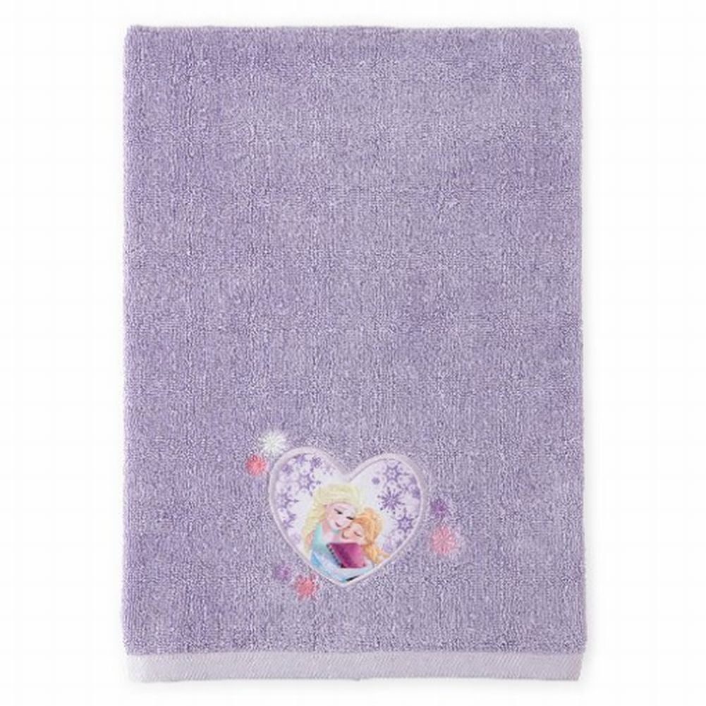 Disney Frozen Applique Bath Towel Purple Cotton Elsa & Anna