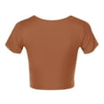 thumbnail image 5 of Brown Womens Flowy Tops, Cotton Fashion Womens Clothing 2024, Womens Tops Dressy Casual, Womens Fashion Summer Short Sleeve Cute Crop Tops Casual Basic Crewneck Slim Fit T Shirts, 5 of 5