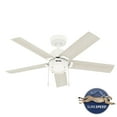 thumbnail image 2 of Hunter 44 inch Indoor Ceiling Fan with LED Light - White Ceiling Fan with Pull Chain, For Bedroom, Living Room, or Kitchen, Standard Mount, No Remote, 5 Blades - Erling 51708, Matte White, 2 of 15
