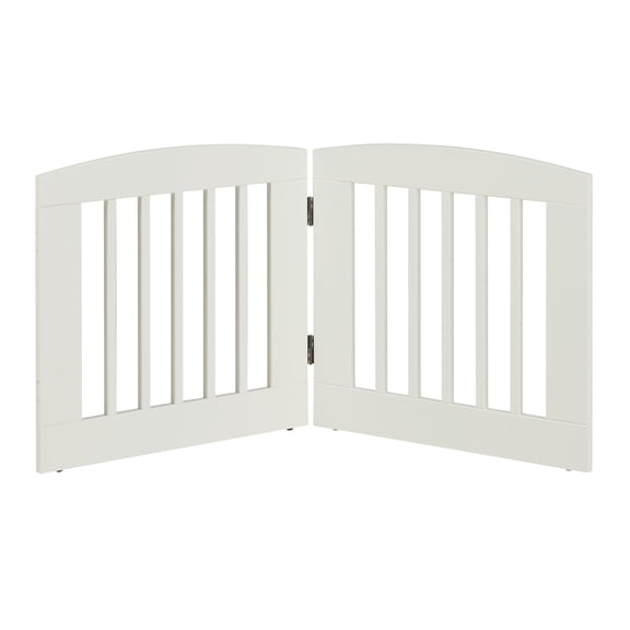 Camaflexi Ruffluv 2 Panel Wooden Dog Gate 24” Animal Barrier Pet Gate, White 100% Solid Wood