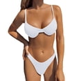 thumbnail image 1 of Women Swimsuits Stylish Texture Solid Color High Waisted Bikini White Women Bathing Suits M, 1 of 8