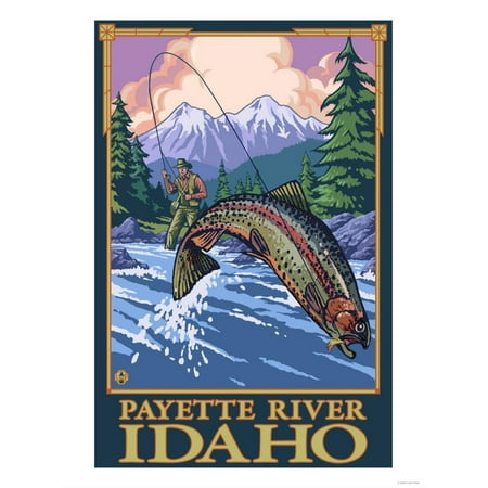 Fly Fishing Scene, Payette River, Idaho Print Wall Art By Lantern