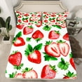 thumbnail image 2 of Homewish Kids Red Strawberry 4-Piece Full Size Sheets,Fresh Fruit Bed Sheets,Kawaii Cute Lightweight Sheet Sets,Breathable Home Decor, 2 of 7