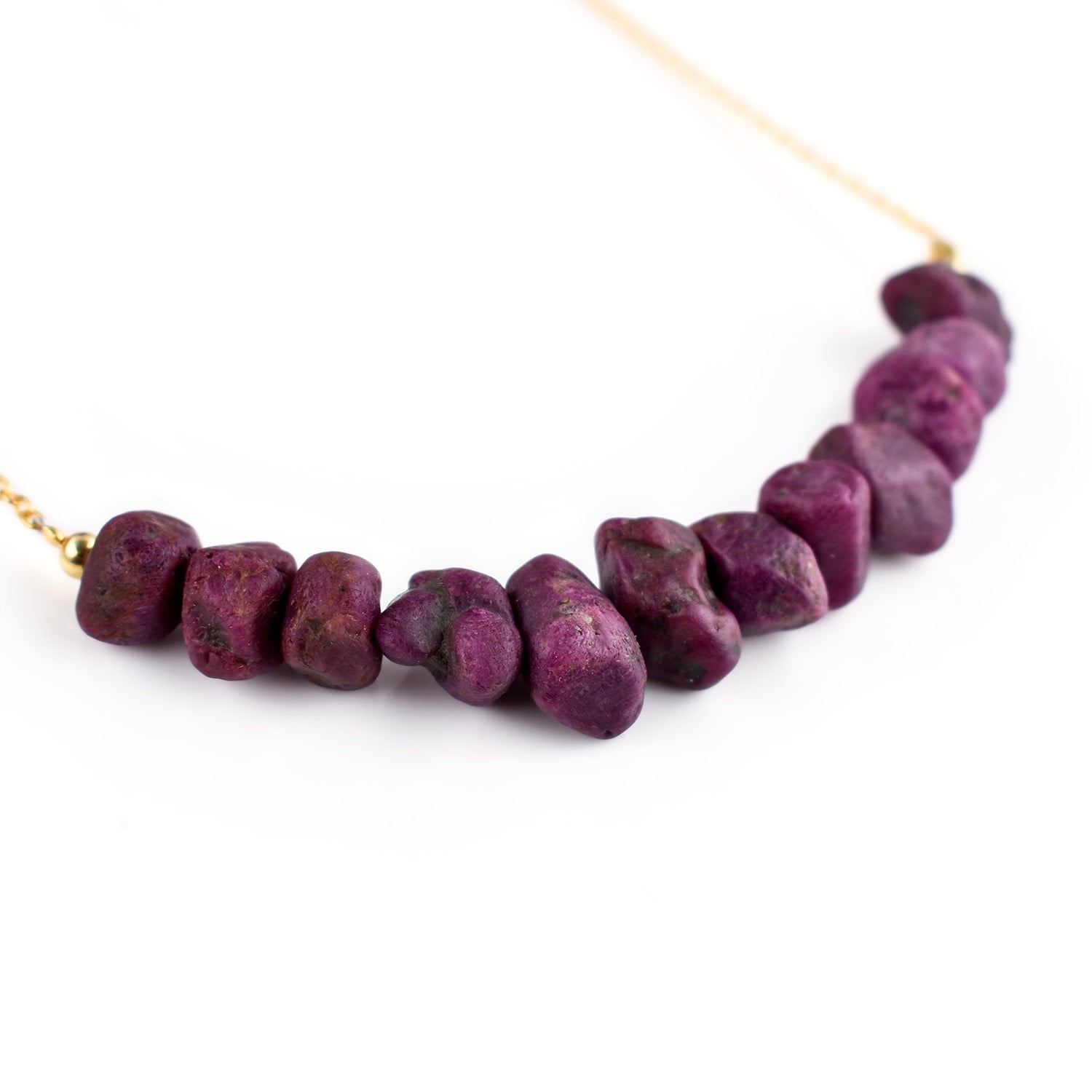 AA Natural Raw Ruby Gemstone Beads Crystals Handmade Jewelry for Women Birthstone Chakra Healing Energy Stones 14k Gold Plating 925 Sterling Silver Birthday Gift for her (Necklace)
