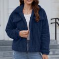 thumbnail image 4 of Aloohaidyvio Women Winter Casual Fuzzy Button Down Long Sleeve Warm Short Crop Jacket Coat, 4 of 5