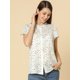 thumbnail image 3 of Blucon botones y mancorcon cuello con volantes y estampado de puntos pamujer Beige S, 3 of 6