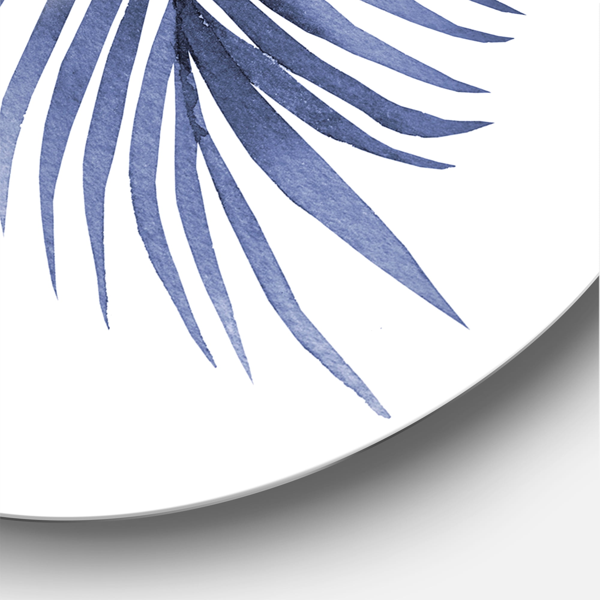 Designart 'Abstract Blue Palm Leaves Tropical Branches' Traditional Circle Metal Wall Art 23x23 - Disc of 23