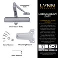 thumbnail image 3 of LYNN HARDWARE Cierrapuertas comercial de servicio mediano/pesado - DC7016 Montaje en superficie Grado 1 - ADA y UL 3 horas resistente al fuego Tamaño ajustable 1-6 para entradas y escaparates de alumi, 3 of 9