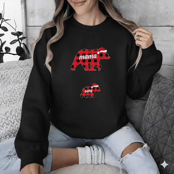 Mama Bear Holiday Women Christmas Pajamas Pregnancy Sweatshirt, up to size 5XL