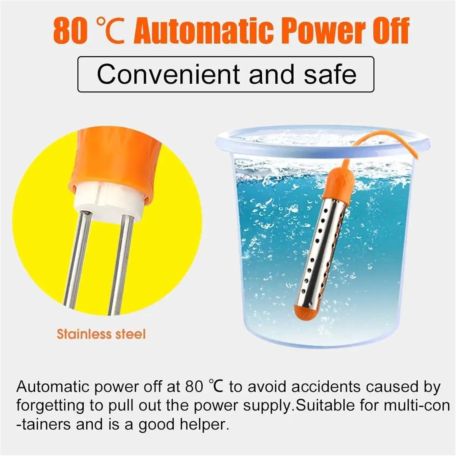 3000W Floating Electric Heater Boiler Water Heating Element Auto Power Off Immersion Suspension Bathroom Swimming Pool 220V(2500W-2)