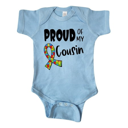 

Inktastic Proud of my Cousin Autism Awareness Puzzle Piece Ribbon Gift Baby Boy or Baby Girl Bodysuit