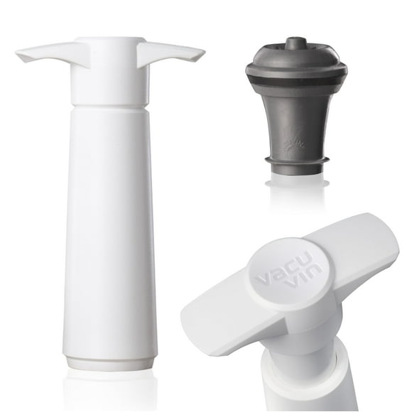 Bomba Wine Saver Vacu Vin, blanca con tapón