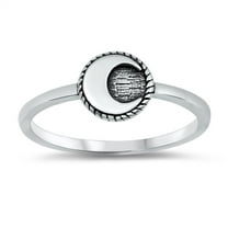 Oxidized Circle Moon Space Adventure Ring .925 Sterling Silver Band Jewelry Female Male Size 5