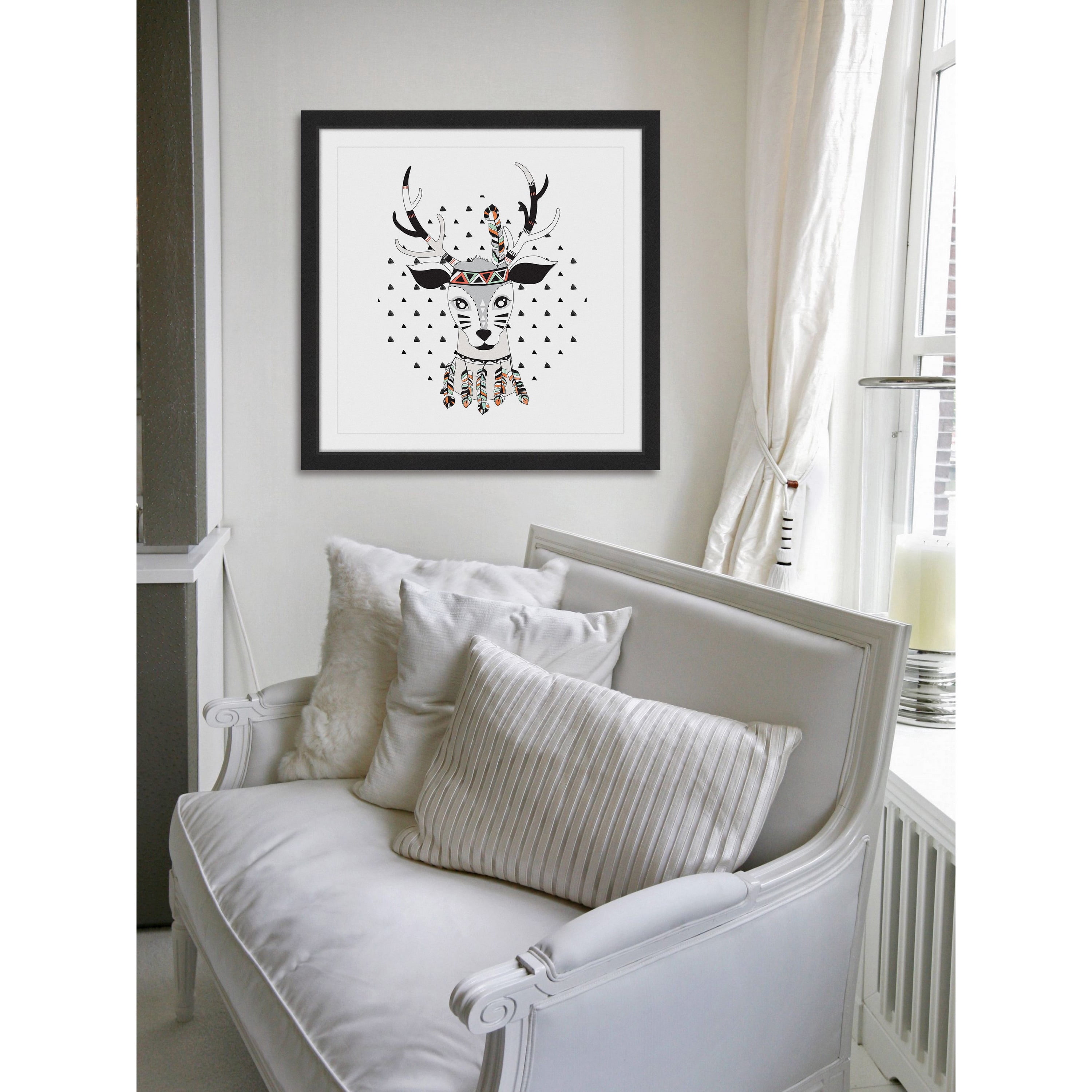 MARMONT HILL  - 'Tribal Deer' by Diana Alcala Framed Painting Print - Multi-Color 18 x 18